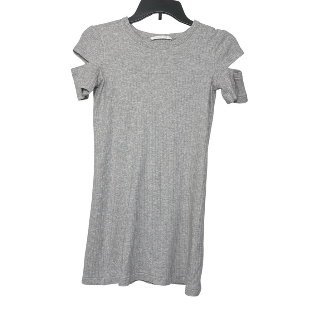 Helmut Lang 100% Cotton Slash Sleeve Gray Ribbed Mini Dress Size XS